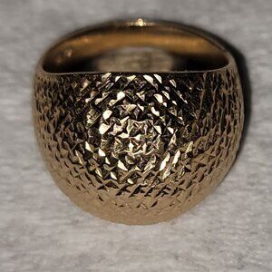 6g Vintage Estate Dome Ring 14K Solid Gold Half Round 14mm Face Italy